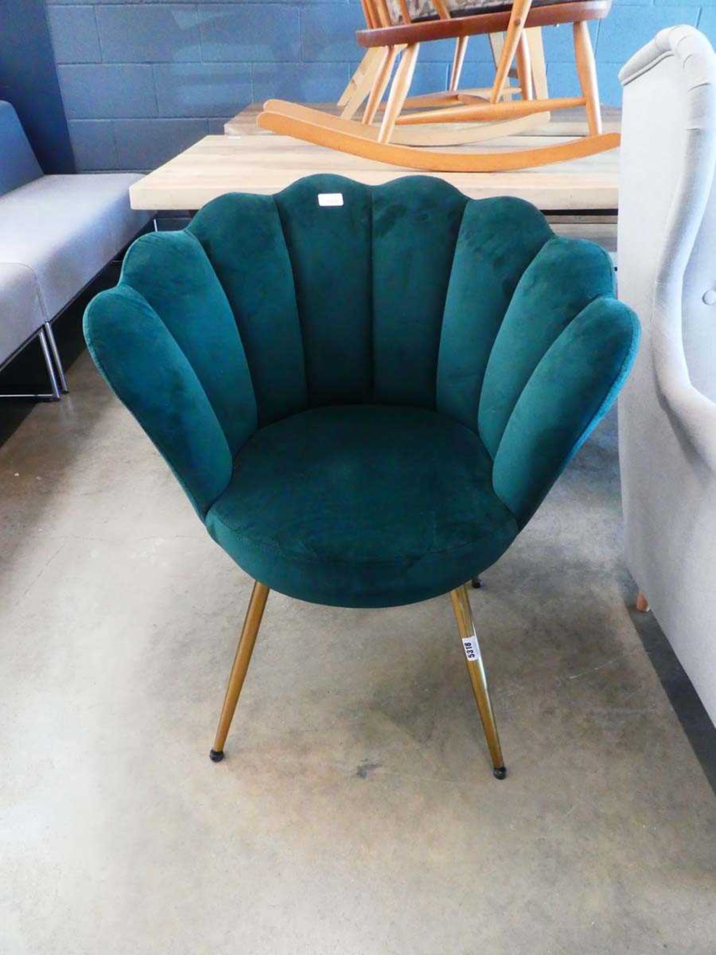 Green shell-backed armchair