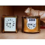 Two miniature carriage clocks