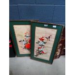 Pair of oriental silk paintings