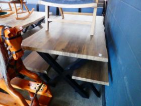 Refectory style table with pair of matching benches