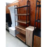 5-tier shelving unit with drawer, together with a similar single door cupboard