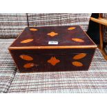 Victorian rosewood and satinwood marquetry box