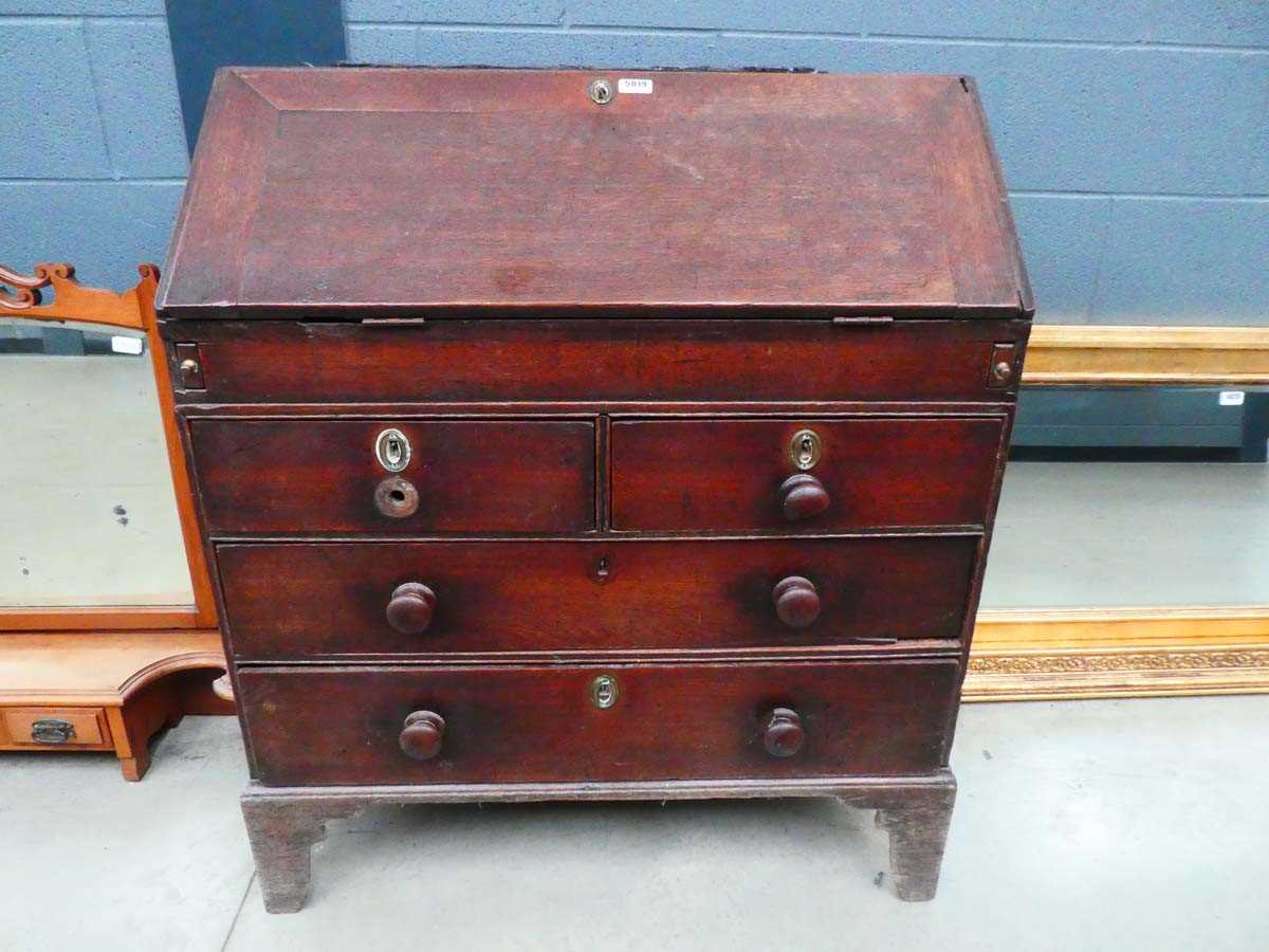 Georgian oak bureau with drawers under