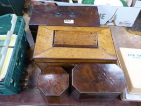 4 various Victorian tea caddies