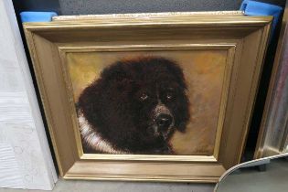 Oil on canvas of a dog, by J. Russel