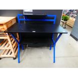 Black and blue computer desk