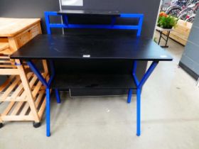 Black and blue computer desk