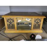 Retro style Music M8 vinyl CD/cassette/player in wooden case