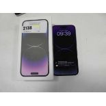 +VAT Apple iphone 14 pro max in deep purple with 256gb (A2894) (MQ9X3ZDA)