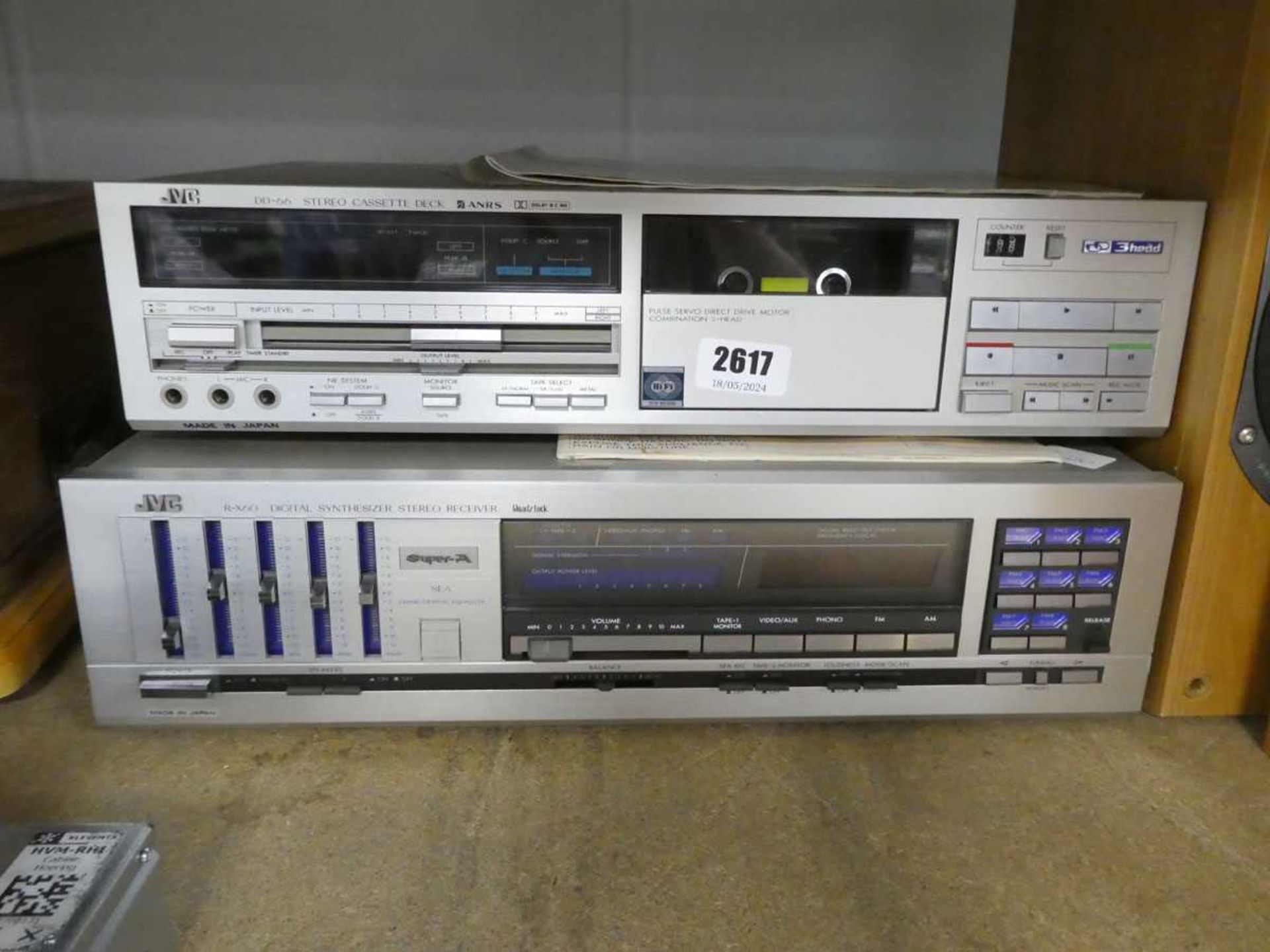 JVC DD-66 Stereo cassette deck, along with JVC R-X60 digital synthesiser receiver, and 2 Monitor