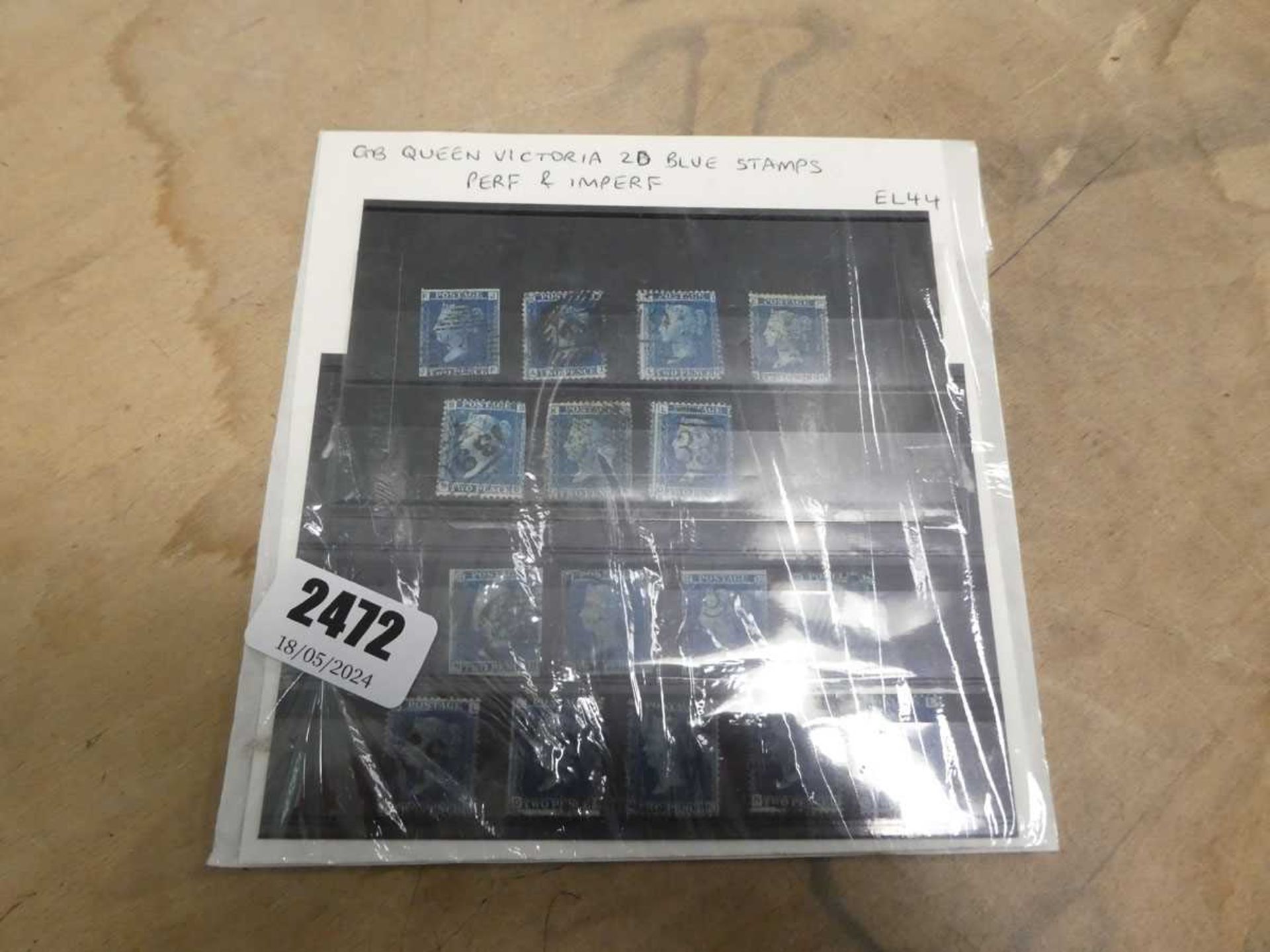 Sheet of Queen Victoria blue 2d stamps