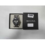 Bulova mens sub-dial wristwatch with black dial and steel strap