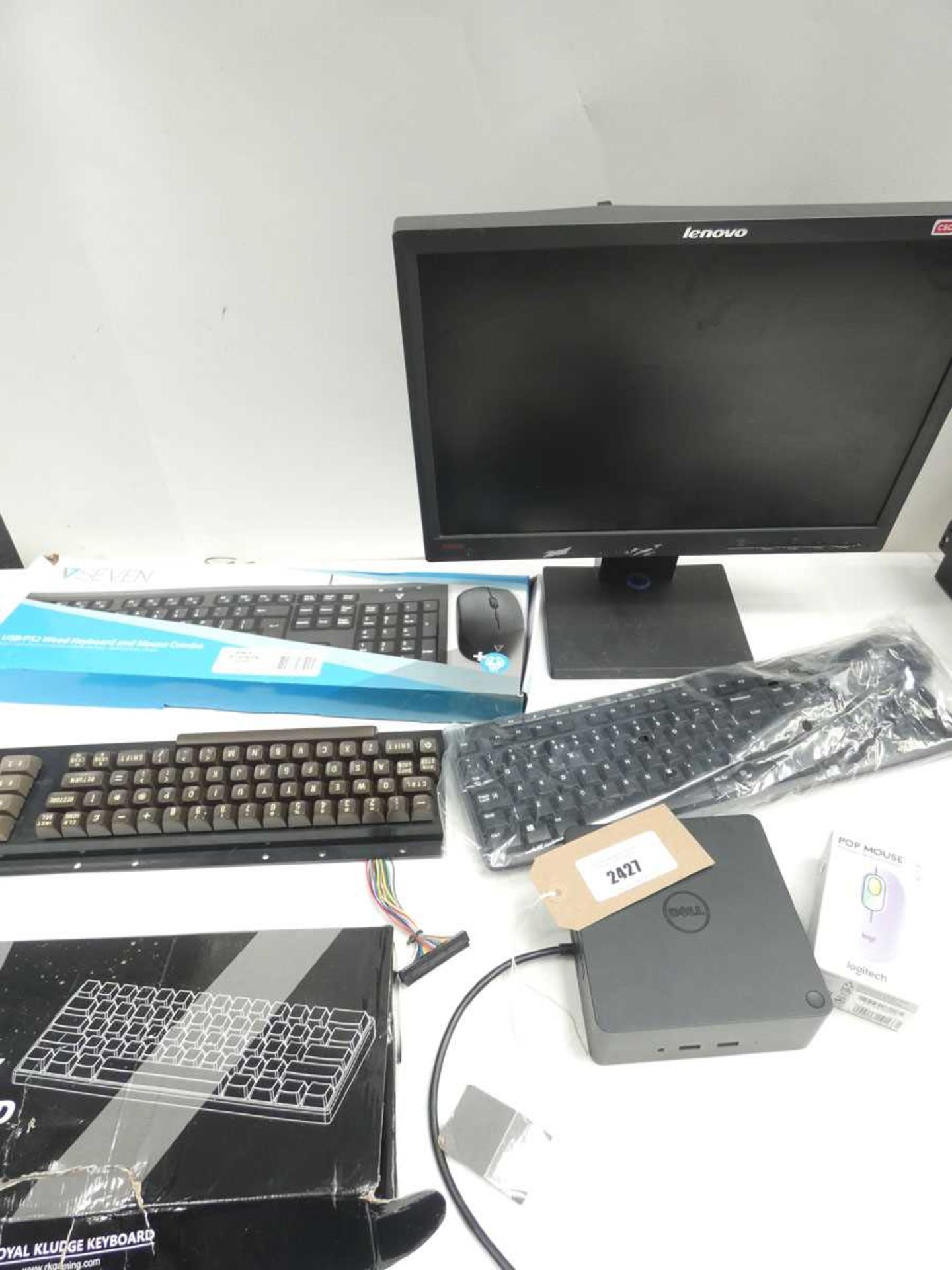 +VAT Lenovo monitor, keyboards, Dell docking station and Logitech Pop mouse