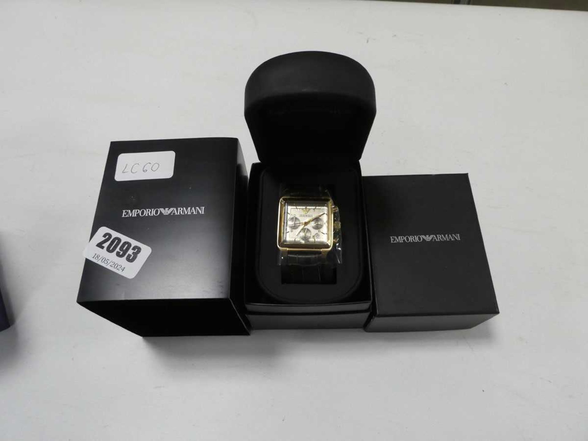 Emporio Armani sub-dial wristwatch with silver coloured face and black strap