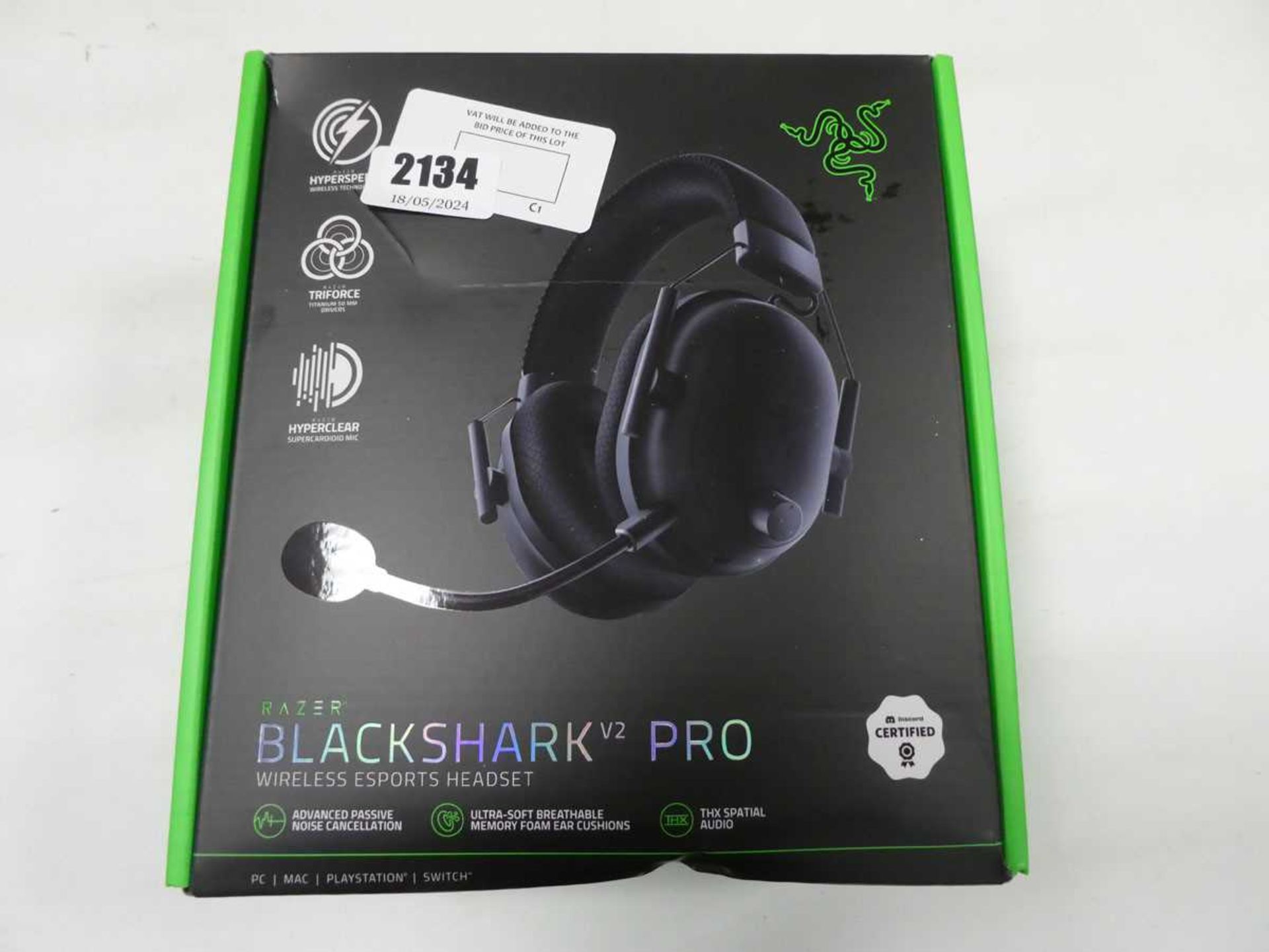 +VAT Razer black shark pro gaming headset, boxed