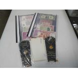 (6) 2 folders of bank notes, Royal Wedding souvenir coins and other coins