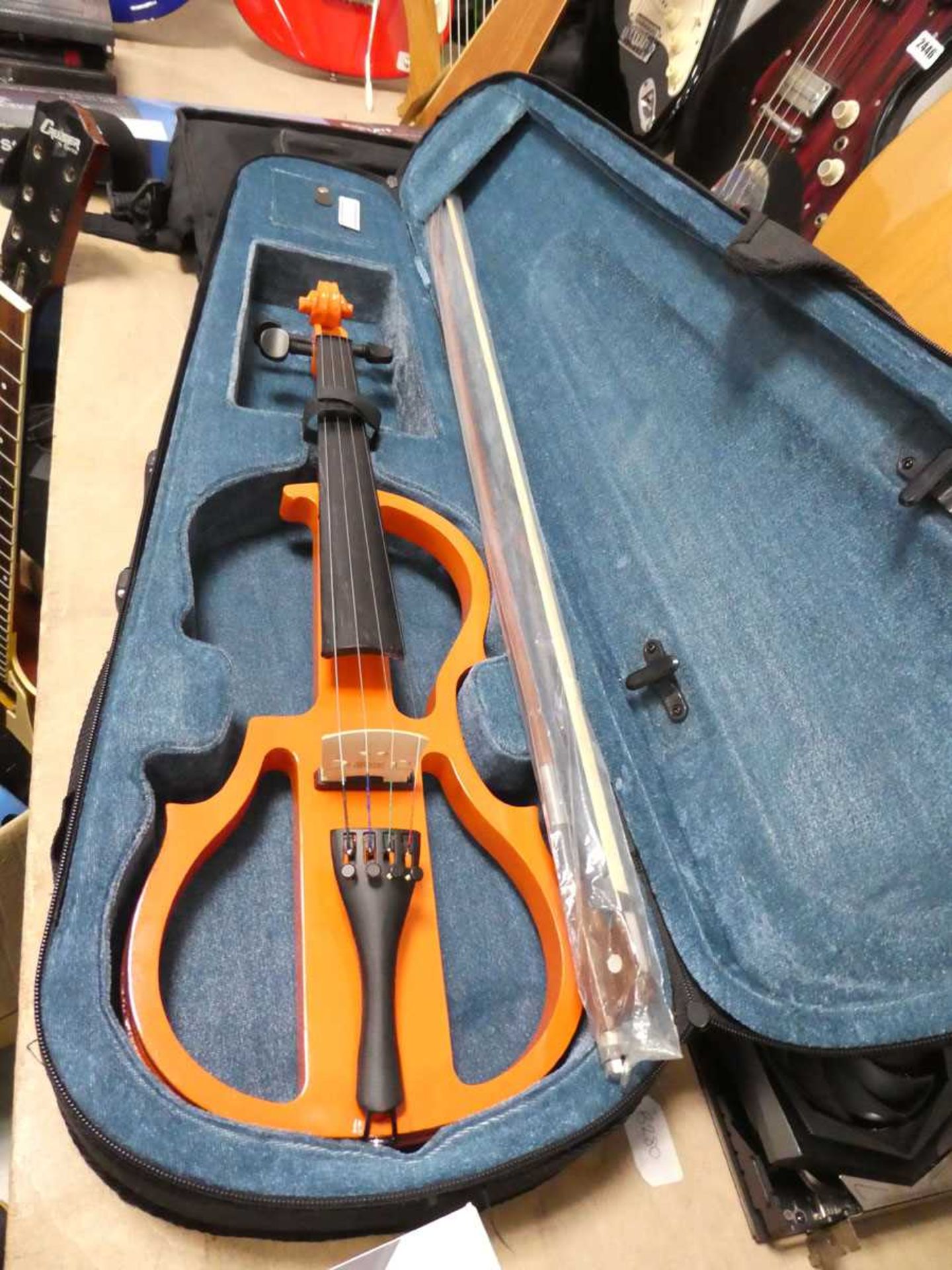 Electric violin with bow and case