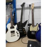 Shaped electric guitar in black and cream