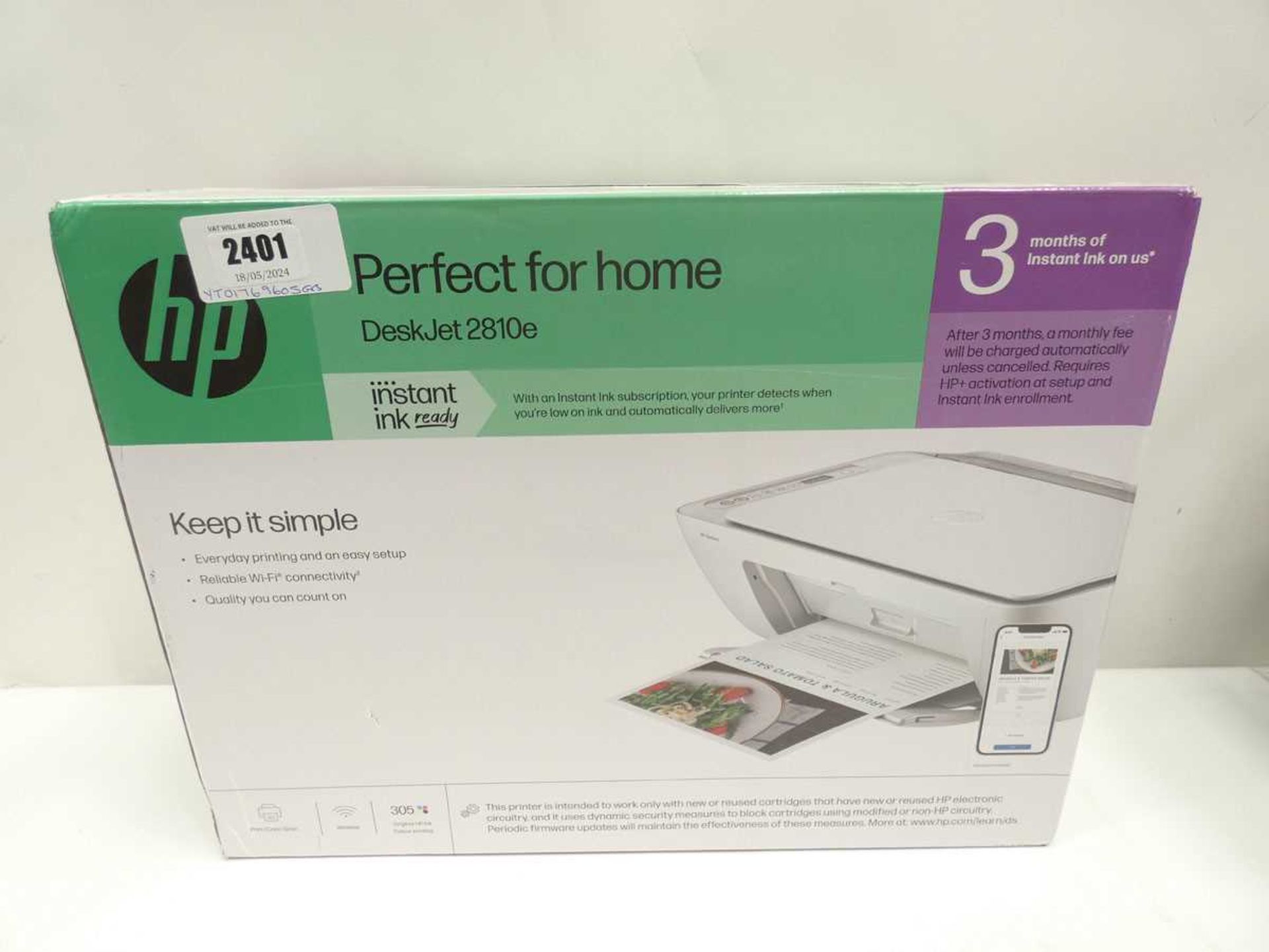 +VAT HP DeskJet 2810e printer