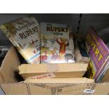 Box containing various kids annuals inc. Rupert books