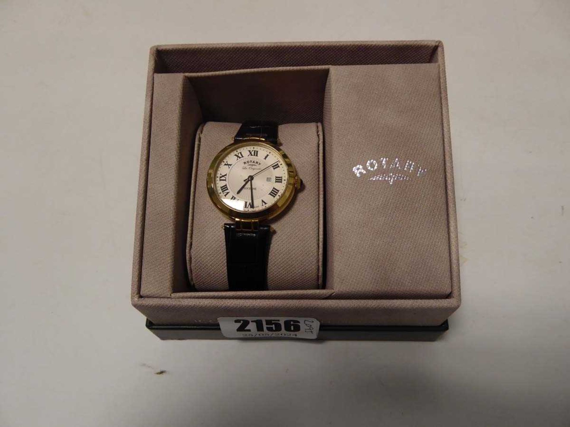 Rotary ladies Lucene wristwatch with white face and black strap