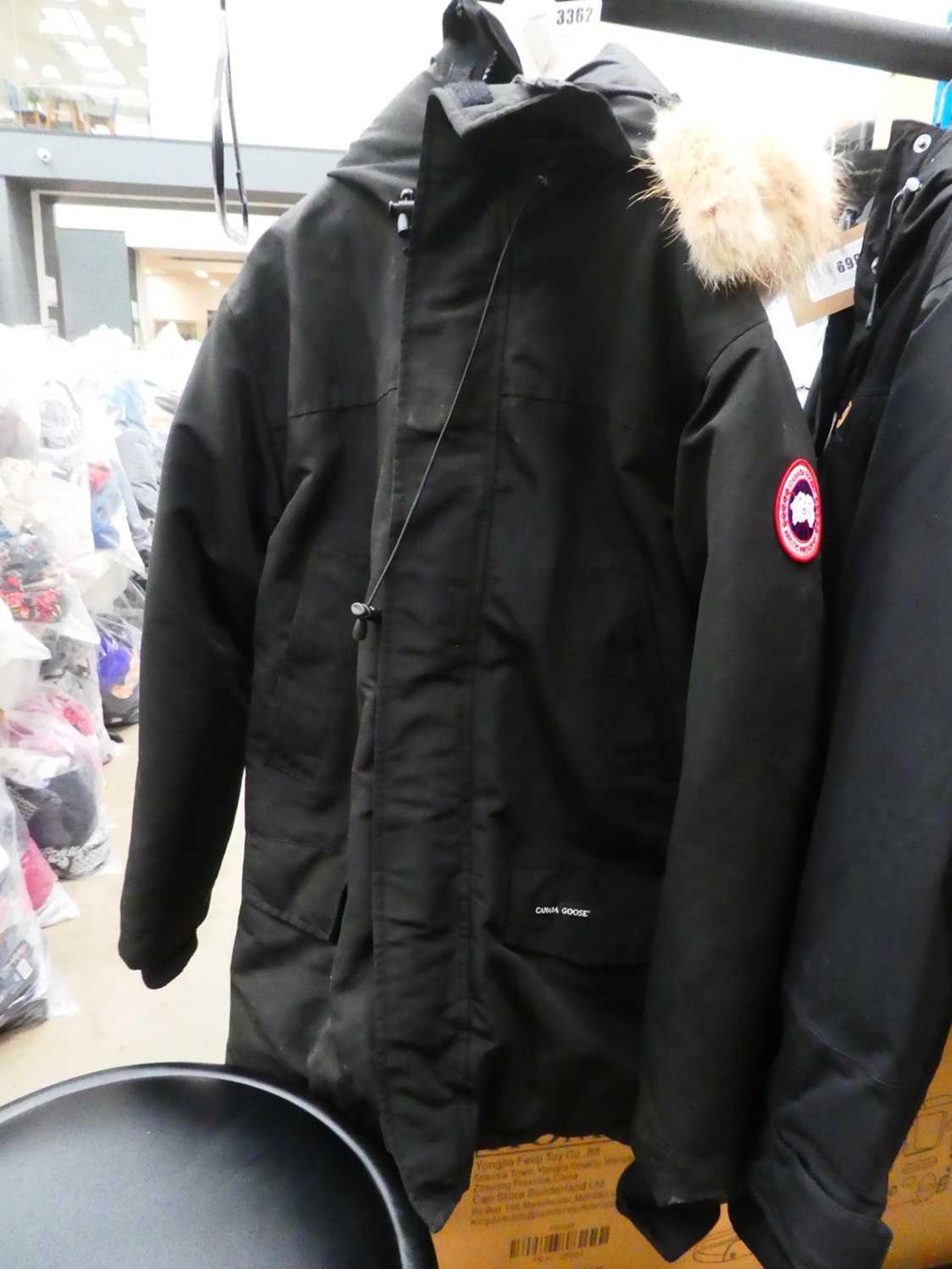 Full zip fur hooded Canada Goose coat, size L