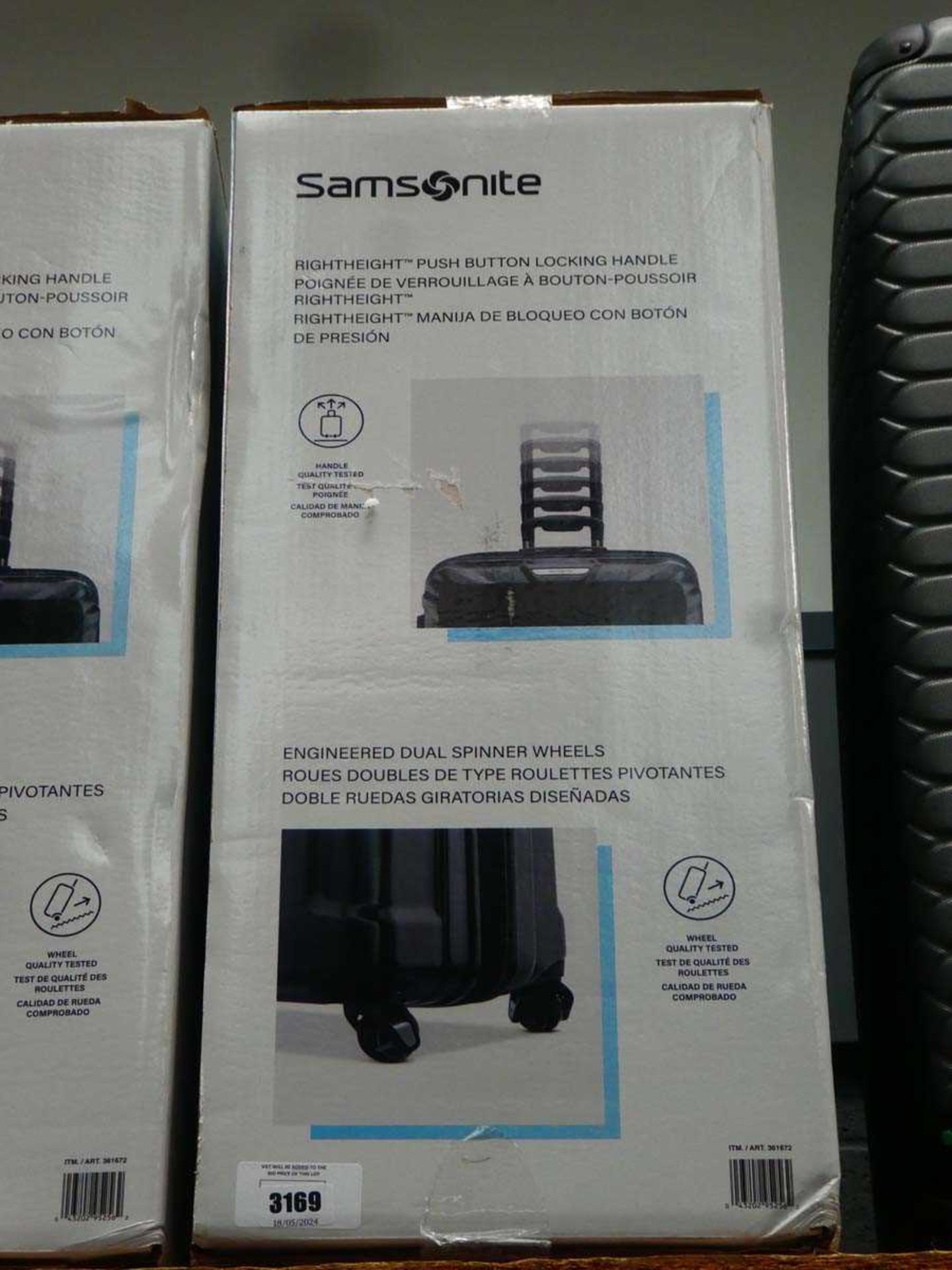 +VAT Large hard shell Samsonite suitcase in box