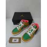 +VAT Boxed pair of Nike Air Jordan, green and gold, UK 4