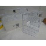 +VAT 6 white corner plate racks and 3 lidded plastic storage containers