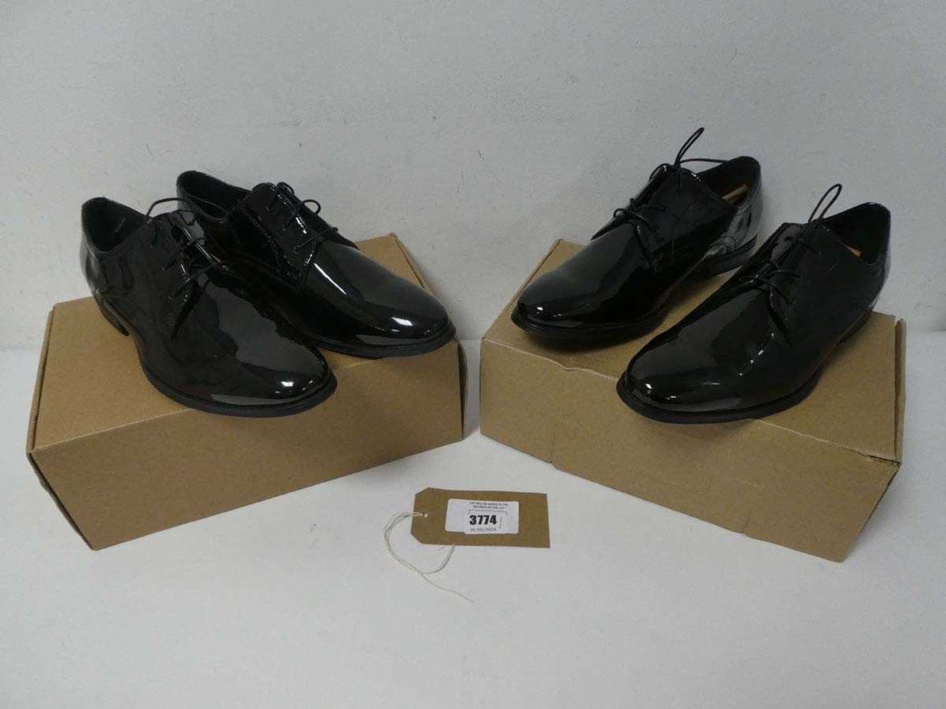+VAT 2 x boxed men's Moss shoes, black, UK 11 + 12 (2)