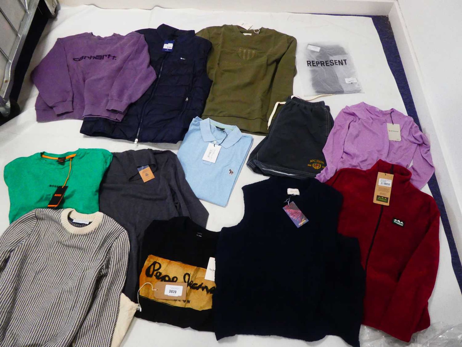 +VAT Selection of clothing to include Represent, Gant, Carhartt, etc