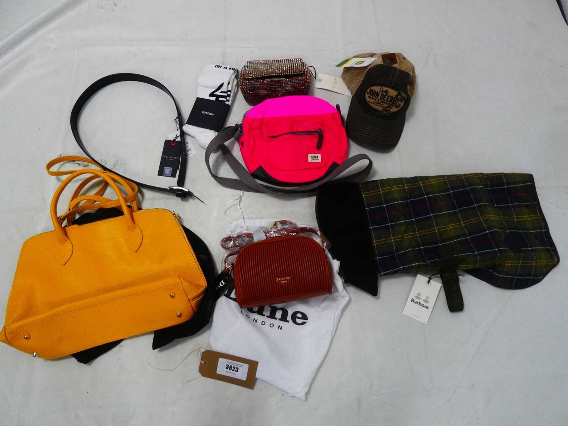 +VAT Selection of designer accessories to include Roka, Represent, Dune, Ted Baker, etc