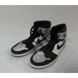 +VAT 1 x Nike Air Jordan, black and silver, signs of wear, UK 11.5