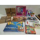 +VAT 10 games including Spirograph, Scrabble, Risk, Jacques, First Pottery set, Barbie accessories