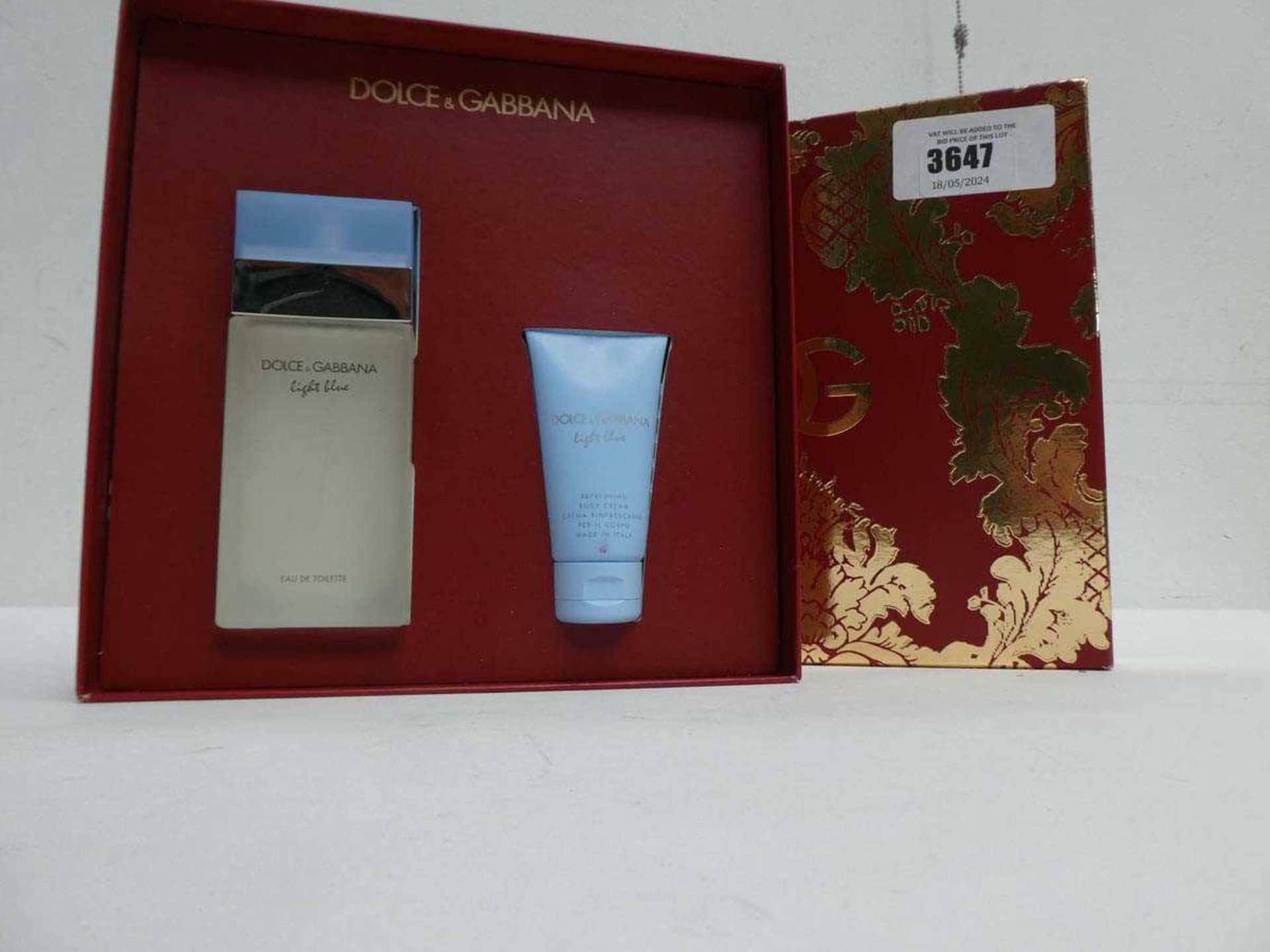 +VAT Dolce & Gabban Light Blue eau de toilette 110ml and body cream 50ml gift set