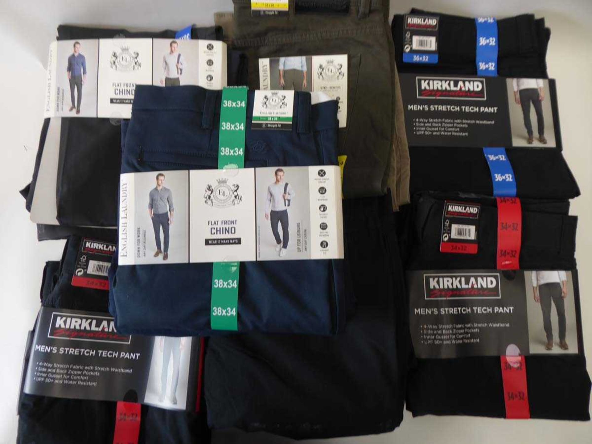 +VAT 20 pairs of assorted mens chinos and trousers to include English Laundry flat front chinos