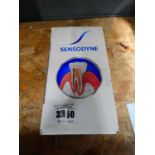 Box of travel Sensodyne toothpaste