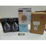 +VAT 2 x Russell Hobbs Supreme steam irons, Fan heater, table lamp and ceiling light fitting
