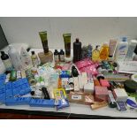 +VAT Large bag of toiletries including hair products, cleaners, body wash, balms, essential oils,
