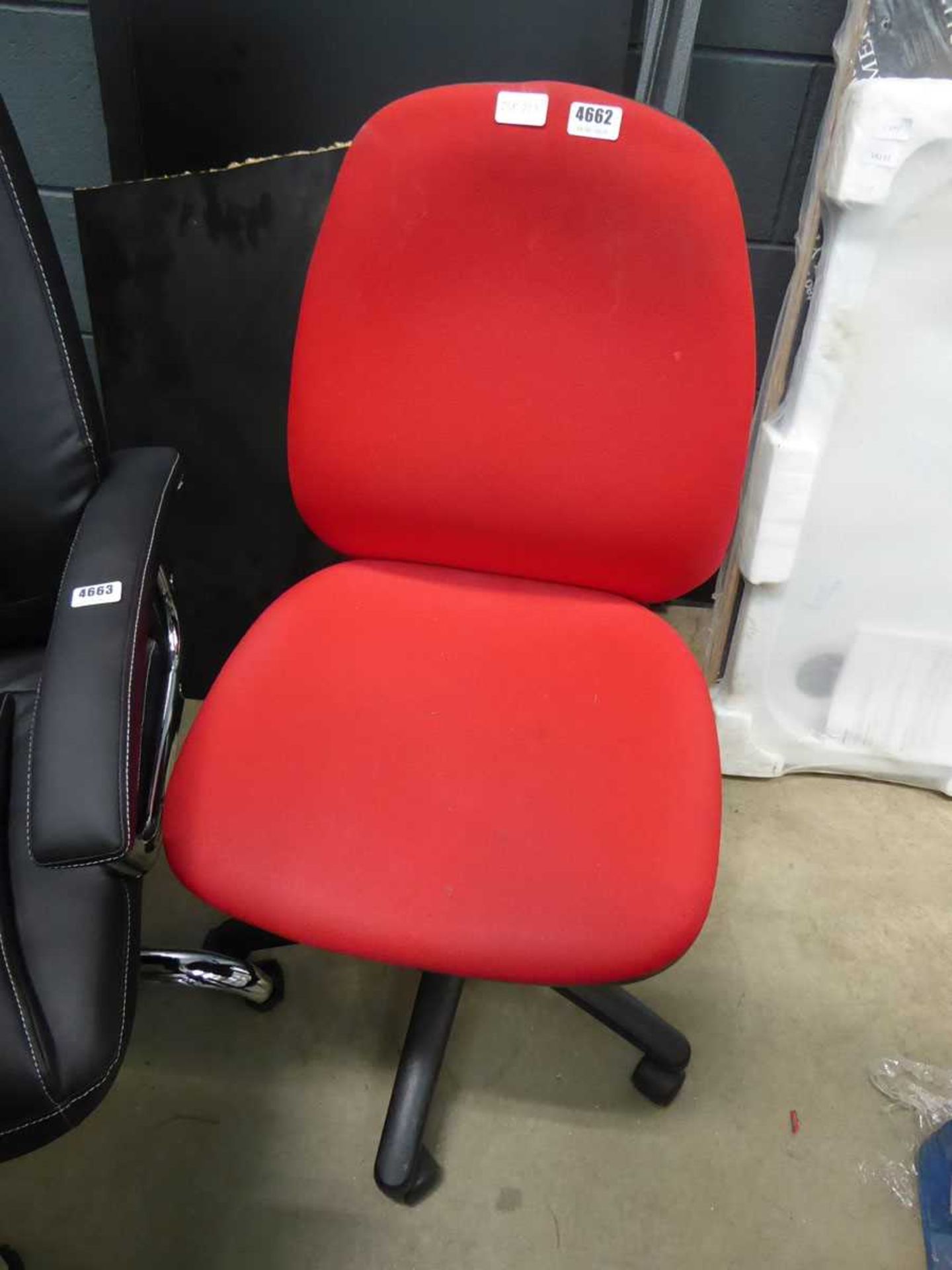 Red cloth swivel chair