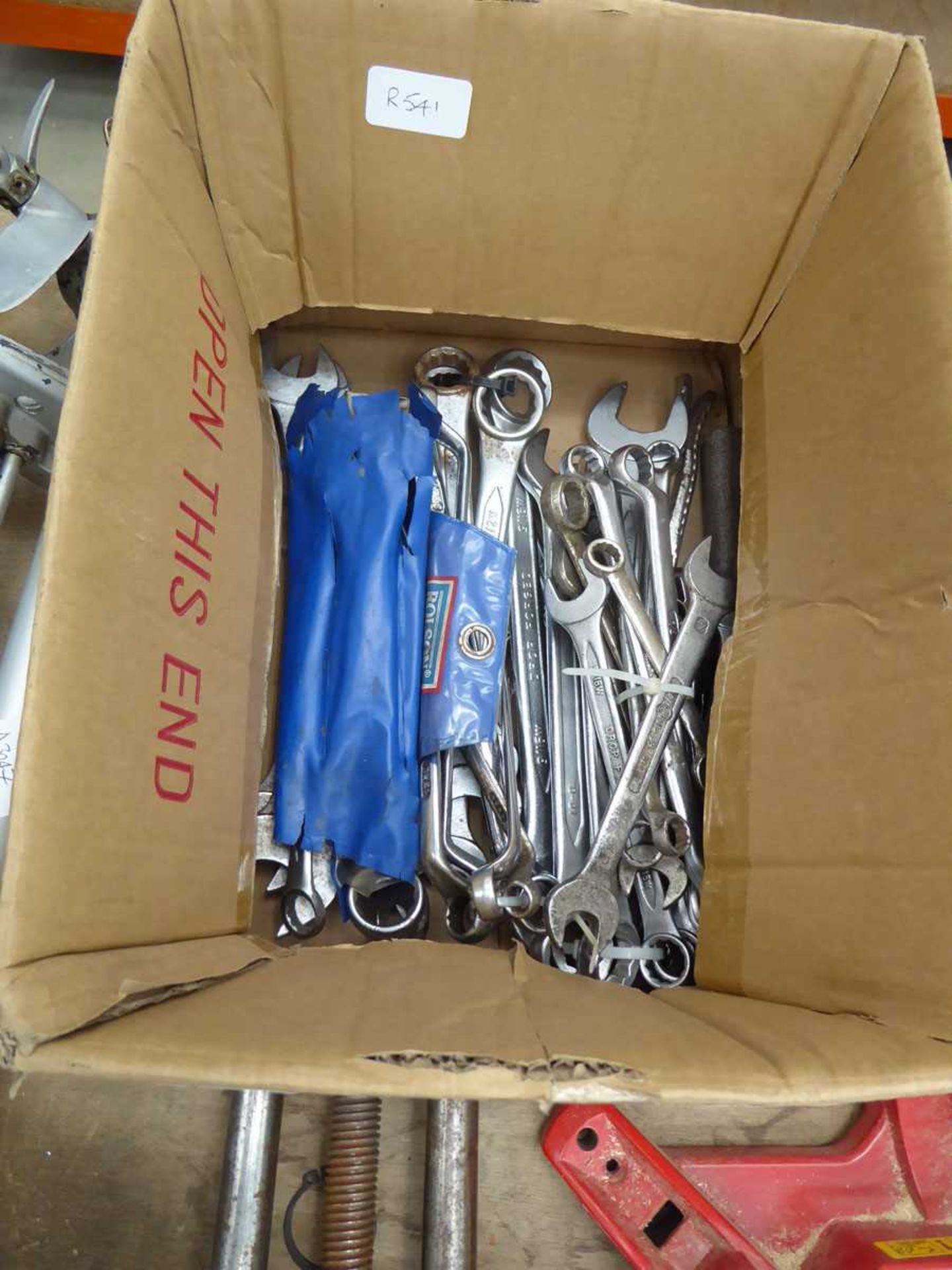 Box of assorted spanners