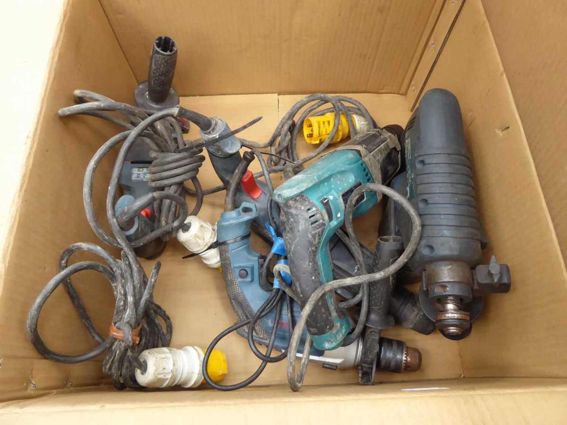 Box containing assorted drills