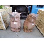 2 terracotta owls