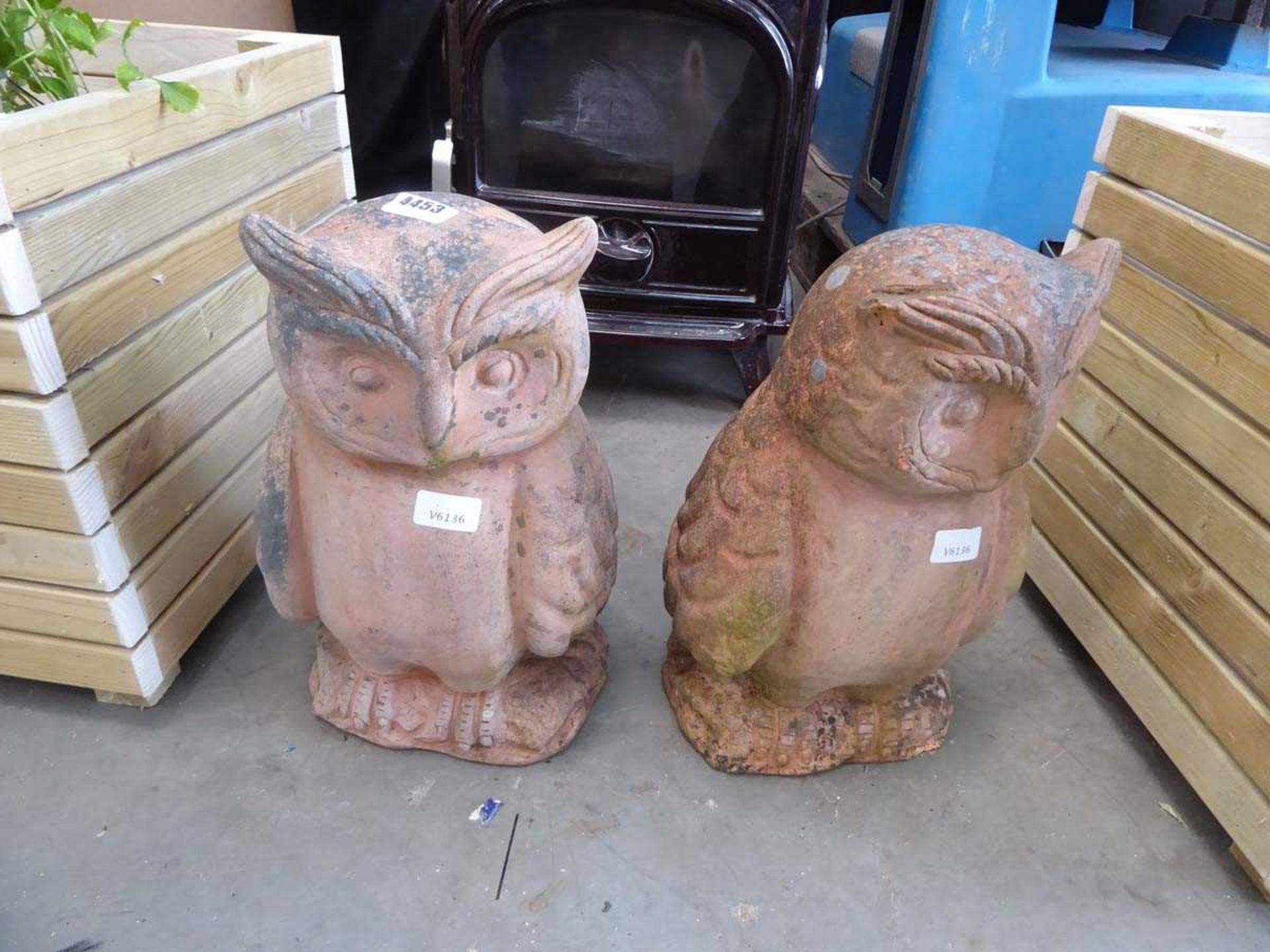 2 terracotta owls