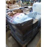 Pallet of office consumables inc. cloths, whiteboard cleaner, bins, mop heads etc.