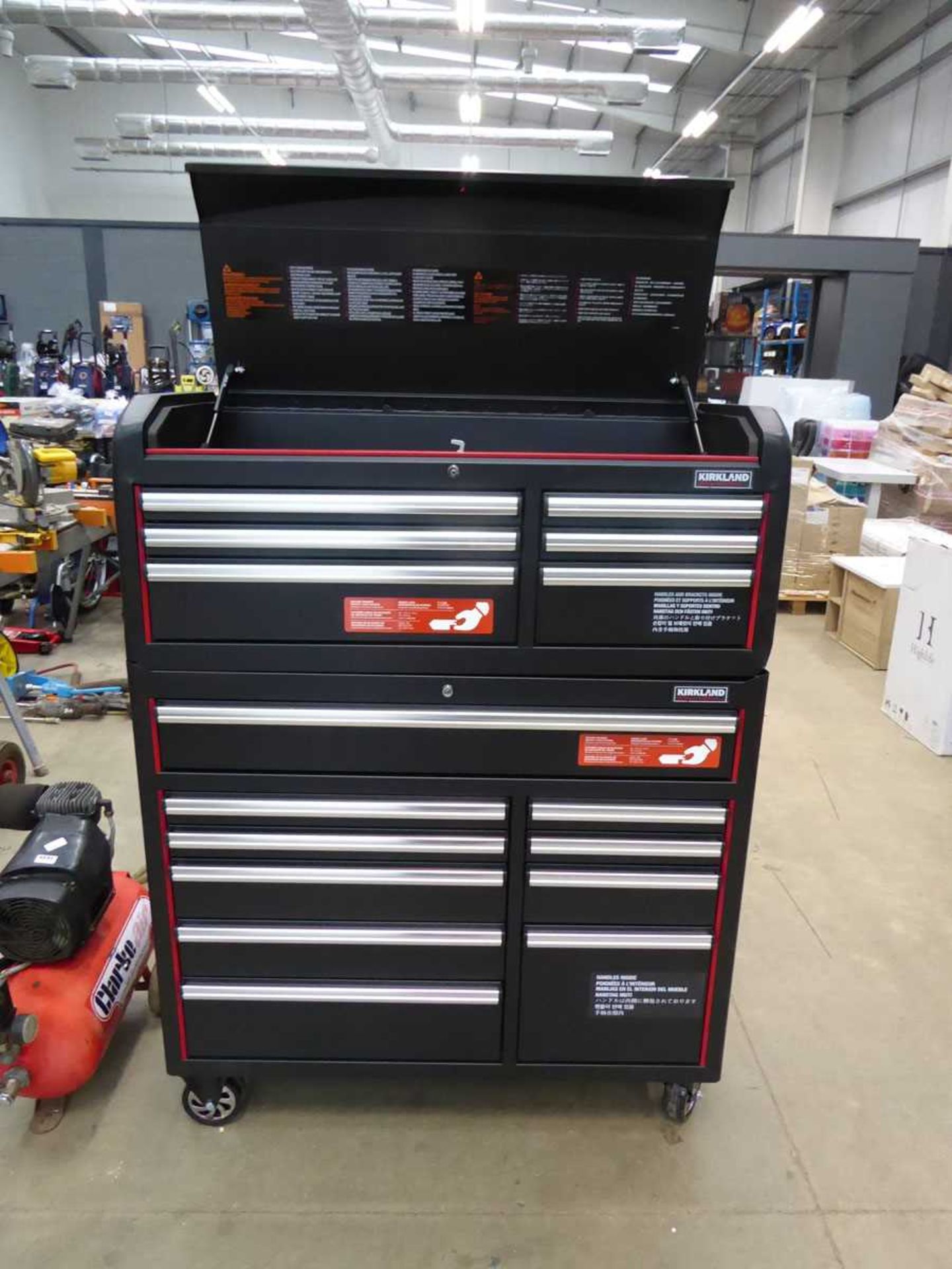 +VAT Large metal Kirkland double section toolbox with keys