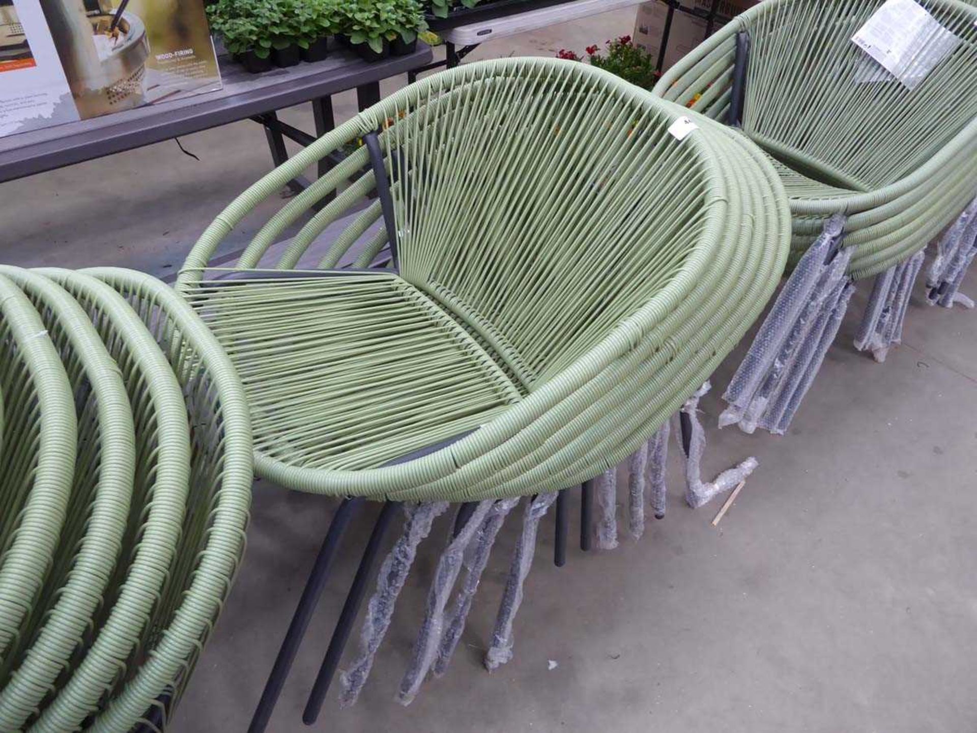 +VAT 6 green string style garden chairs