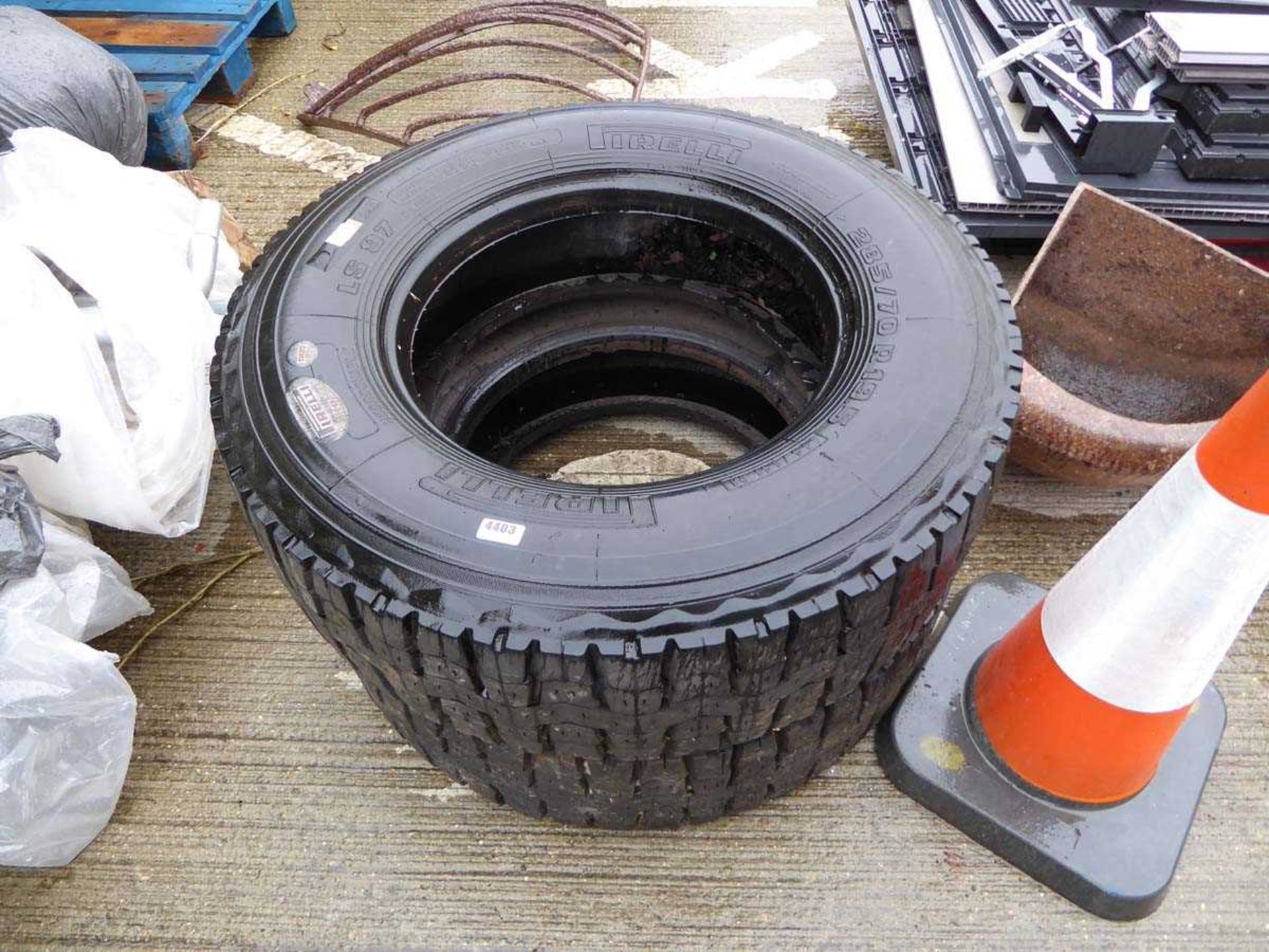 2 large Pirelli lorry tyres size 285/70-19