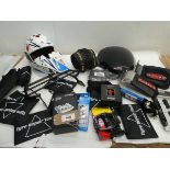 +VAT Motocross helmet, Honda tank protector, bike tyre, inner tubes, pedals, Shimano chain, chain