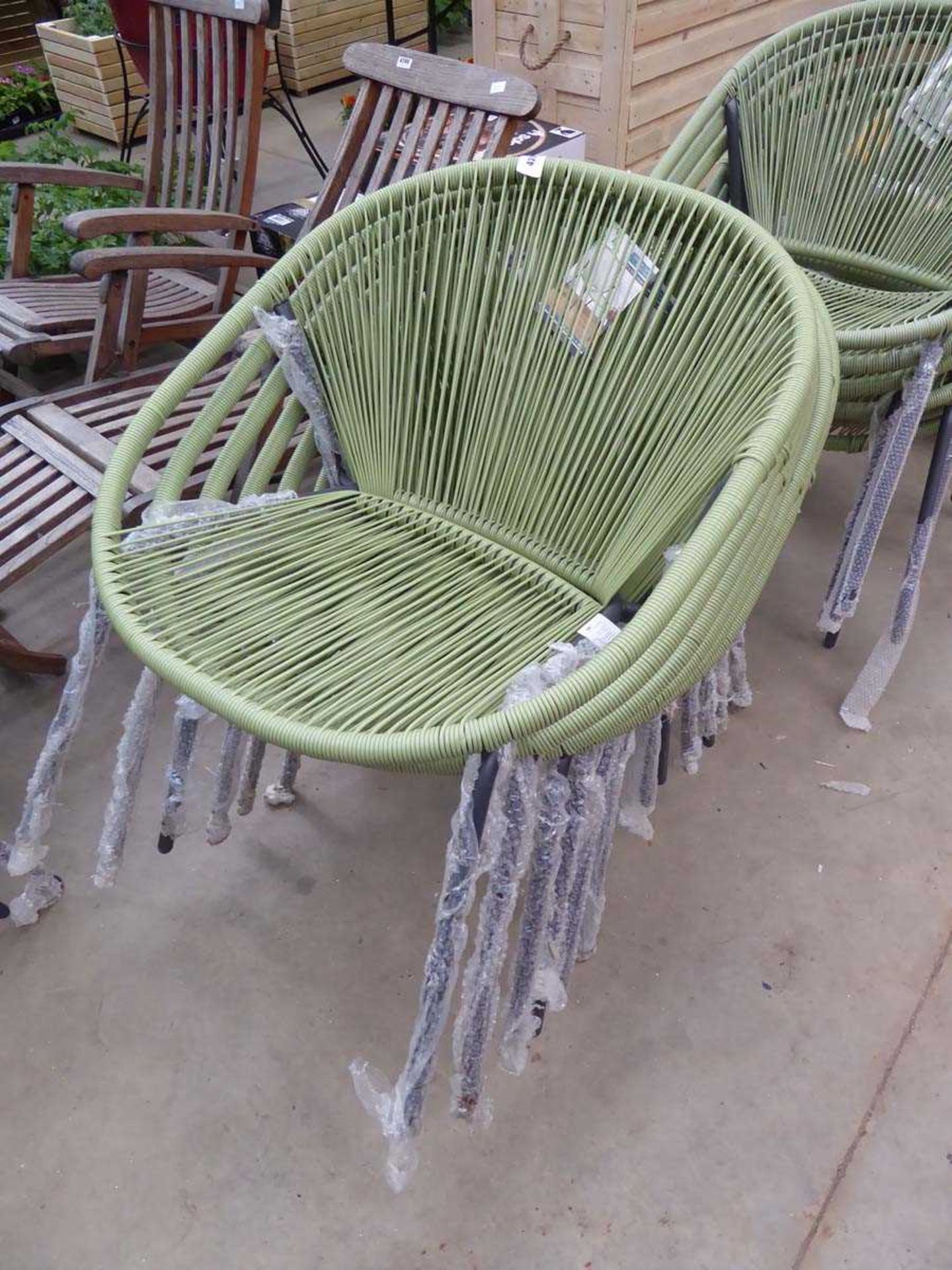 +VAT 6 green string style garden chairs